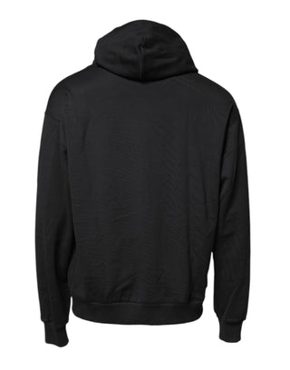 Dolce & Gabbana Black Embroidery Hooded Sweatshirt Sweater