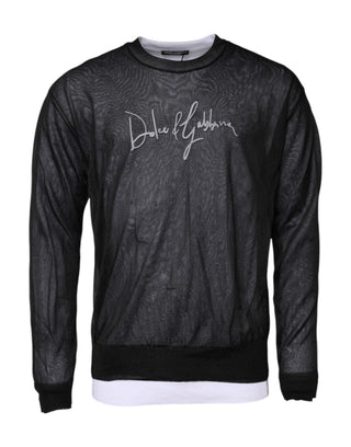 Dolce & Gabbana Black White Logo Knitted Pullover Sweater