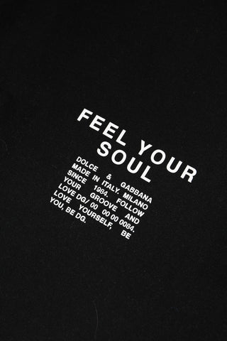 Dolce & Gabbana Black Cotton Logo Knitted Pullover Sweater