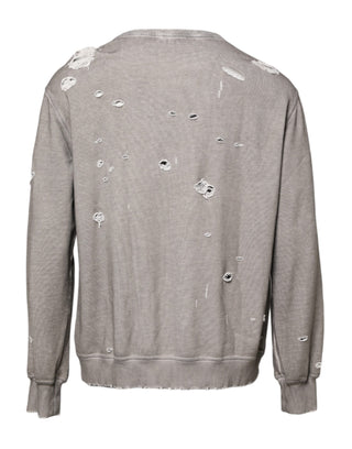 Dolce & Gabbana Gray Logo Print Crew Neck Pullover Sweater