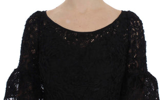 Dolce &amp; Gabbana Elegant Black Floral Lace Maxi Dress