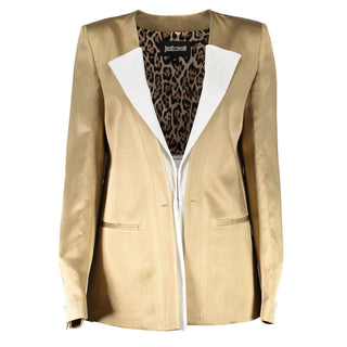 Just Cavalli Gold Linen Women Jacket