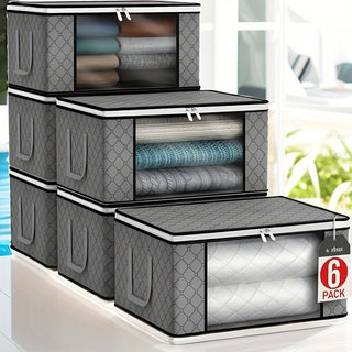 3/6 Large Capacity Foldable Canvas Storage Bins, Foldable Blanket Storage Bags, Storage Containers for Organized Bedrooms, Closets, Clothes, College Dorms, Spas and Closets 