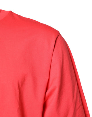 Dolce & Gabbana Red Cotton Lettering Print Crew Neck T-shirt