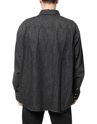 Dolce & Gabbana Gray Long Sleeves Button Down Denim Shirt
