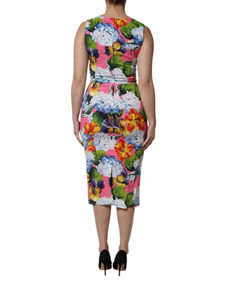 Dolce & Gabbana Multicolor Floral Sleeveless Sheath Dress
