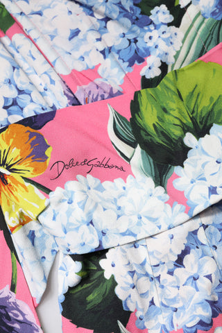 Dolce & Gabbana Multicolor Floral Pleated Sheath Midi  Dress