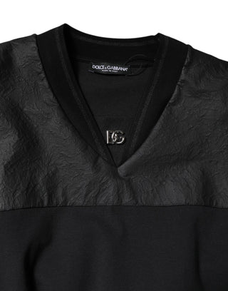 Dolce & Gabbana Black Cotton Short Sleeves V-neck T-shirt