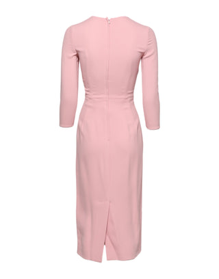 Dolce & Gabbana Pink Viscose 3/4 Sleeves Sheath Midi Dress