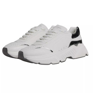 Dolce & Gabbana White Silver DAYMASTER Leather Sneakers Shoes