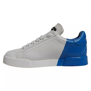 Dolce & Gabbana White Blue Logo Portofino Sneakers Shoes