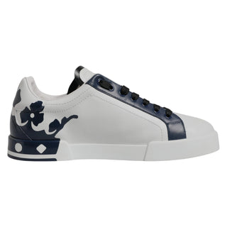 Dolce & Gabbana White Blue Crown Low Top Men Sneakers Shoes