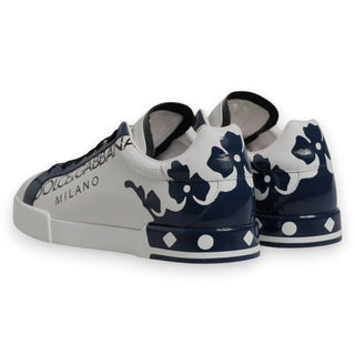 Dolce & Gabbana White Blue Crown Low Top Men Sneakers Shoes
