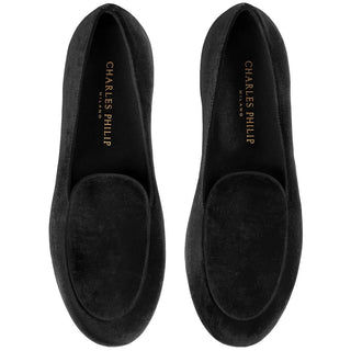 Charles Philip Black Velvet Unisex Loafer