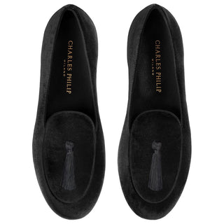 Charles Philip Black Velvet Loafer