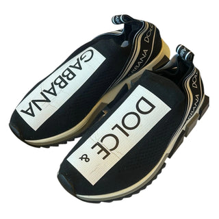 Dolce & Gabbana Black White Slip On Sorrento Sneakers Shoes