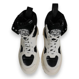 Dolce & Gabbana White Padded Mid Calf Lace Up Boots Shoes