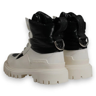 Dolce & Gabbana White Padded Mid Calf Lace Up Boots Shoes