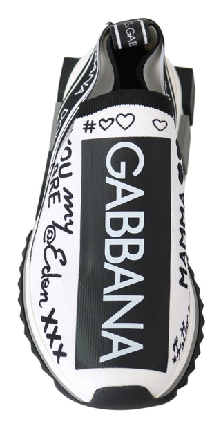 Dolce & Gabbana White Black Slip On Sorrento Sneakers
