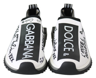 Dolce & Gabbana White Black Slip On Sorrento Sneakers