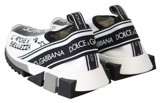 Dolce & Gabbana White Black Slip On Sorrento Sneakers