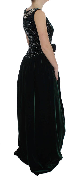 Dolce &amp; Gabbana Enchanted Emerald Velvet Crystal Maxi Dress