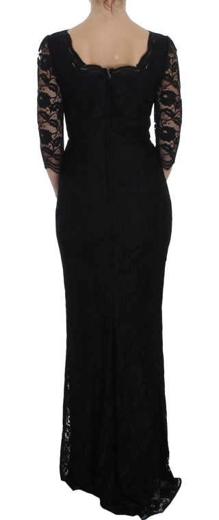 Dolce &amp; Gabbana Elegant Black Floral Lace Maxi Dress