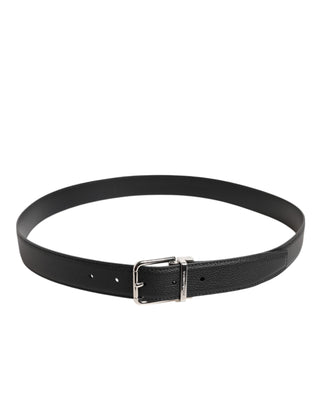 Dolce & Gabbana Black Calf Leather Classic Metal Buckle Belt