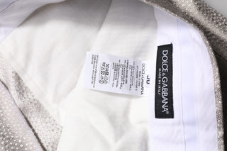 Dolce & Gabbana Light Gray Jacquard Silk Dotted 2 Piece Suit