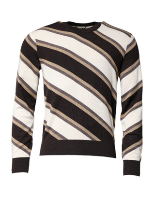 Dolce & Gabbana Multicolor Stripes Crew Neck Pullover Sweater
