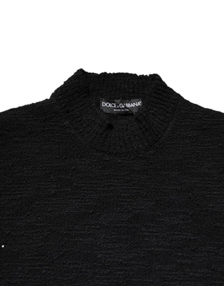 Dolce & Gabbana Black Wool Knit Crew Neck Pullover Sweater