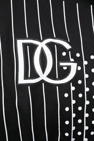 Dolce & Gabbana Black White Stripe Hooded Sweatshirt Sweater