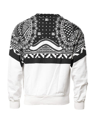 Dolce & Gabbana Black White Bandana Cotton Men Sweatshirt Sweater