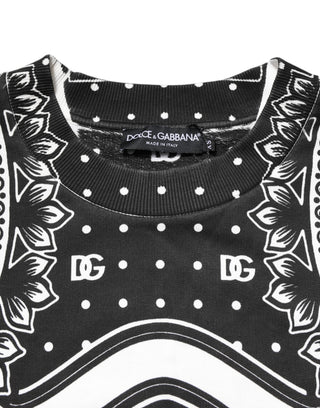 Dolce & Gabbana Black White Bandana Cotton Men Sweatshirt Sweater