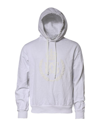 Dolce & Gabbana White Embossed Logo Hooded Sweatshirt Sweater