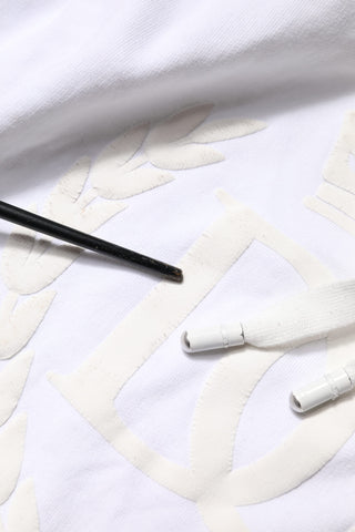 Dolce & Gabbana White Embossed Logo Hooded Sweatshirt Sweater