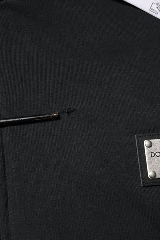Dolce & Gabbana Black Logo Full Zip Hooded Men Sweatshirt Sweater