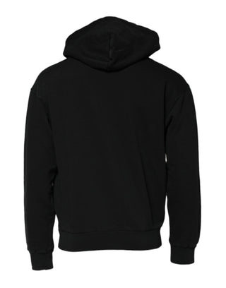 Dolce & Gabbana Black Logo Full Zip Hooded Men Sweatshirt Sweater