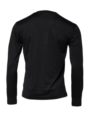 Dolce & Gabbana Dark Blue Silk Crew Neck Men Pullover Sweater