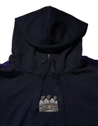 Dolce & Gabbana Black Crown Cotton Hooded Sweatshirt Sweater