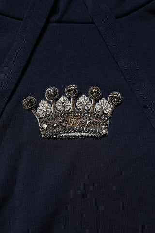Dolce & Gabbana Black Crown Cotton Hooded Sweatshirt Sweater