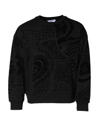 Dolce & Gabbana Black Printed Crew Neck Sweatshirt Sweater