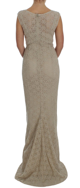 Dolce &amp; Gabbana Elegant Beige Floral Cutout Maxi Dress