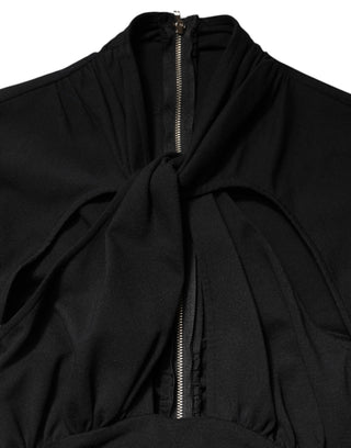 Dolce & Gabbana Black Long Sleeves Sheath Midi Dress