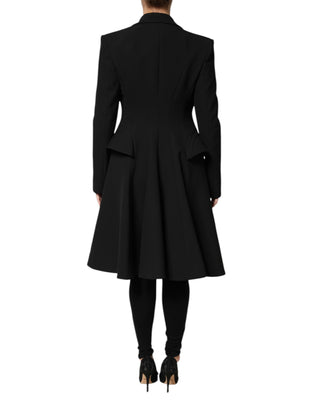 Les Hommes Black Polyester Single Breasted Trench Coat Jacket