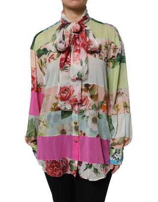 Dolce & Gabbana Multicolor Floral Patchwork Long Sleeves Top