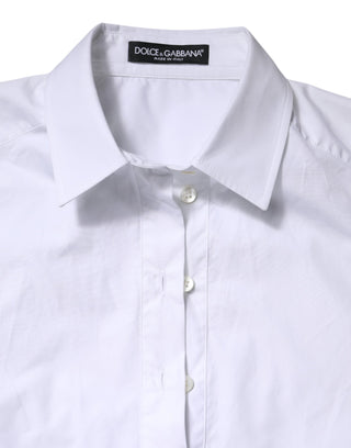 Dolce & Gabbana White Cotton Short Sleeves Collared Polo Top