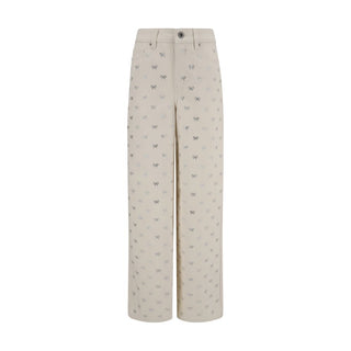 Self-Portrait Diamante Bow Jeans