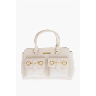 Moschino LOVE Double Pocket Faux Leather Tote Bag With Clamp