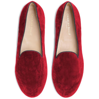 Charles Philip Red Velvet Loafer